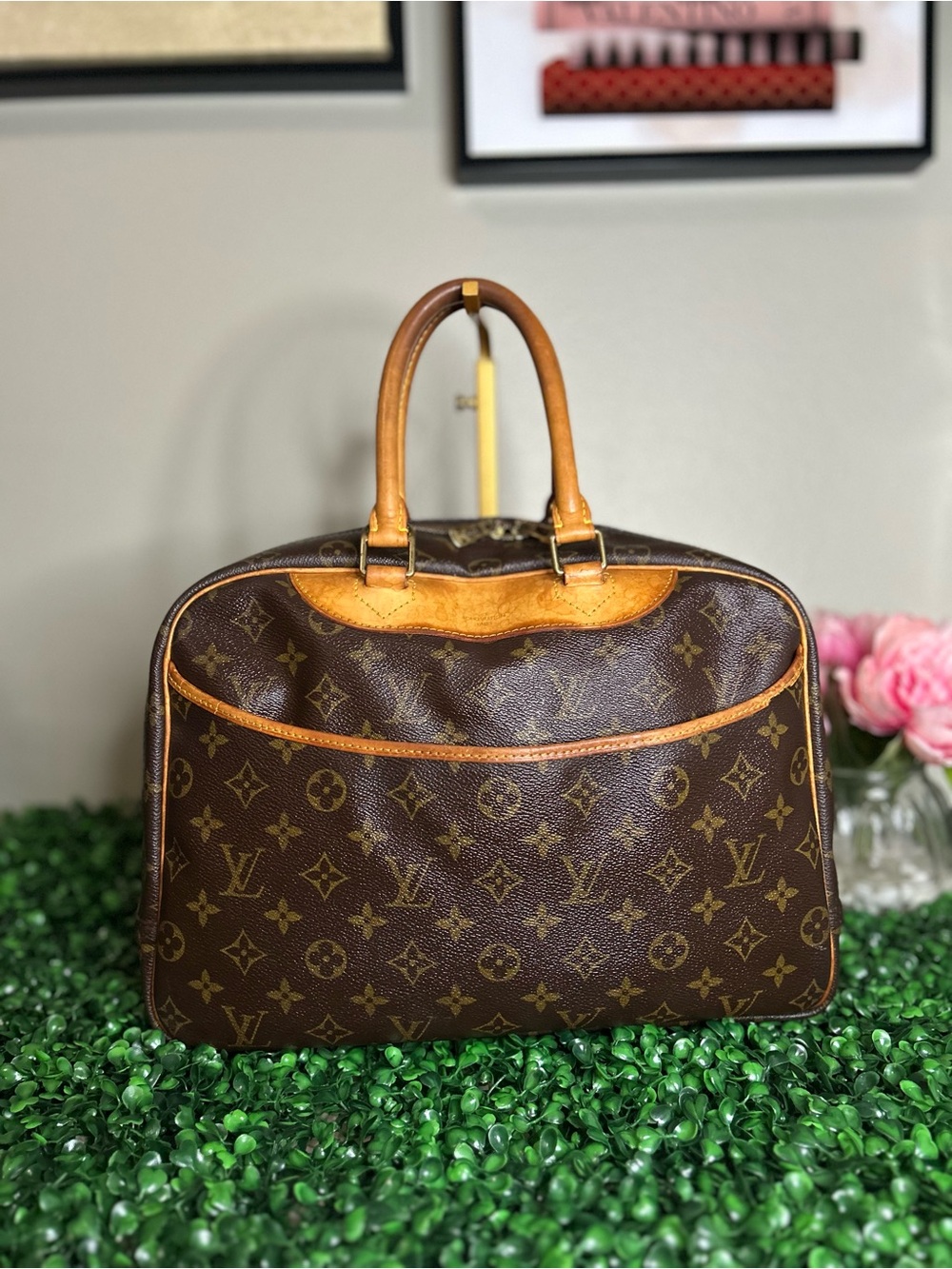 Louis Vuitton Monogram Deauville Vanity Bag Satchel Travel Handbag VI0996